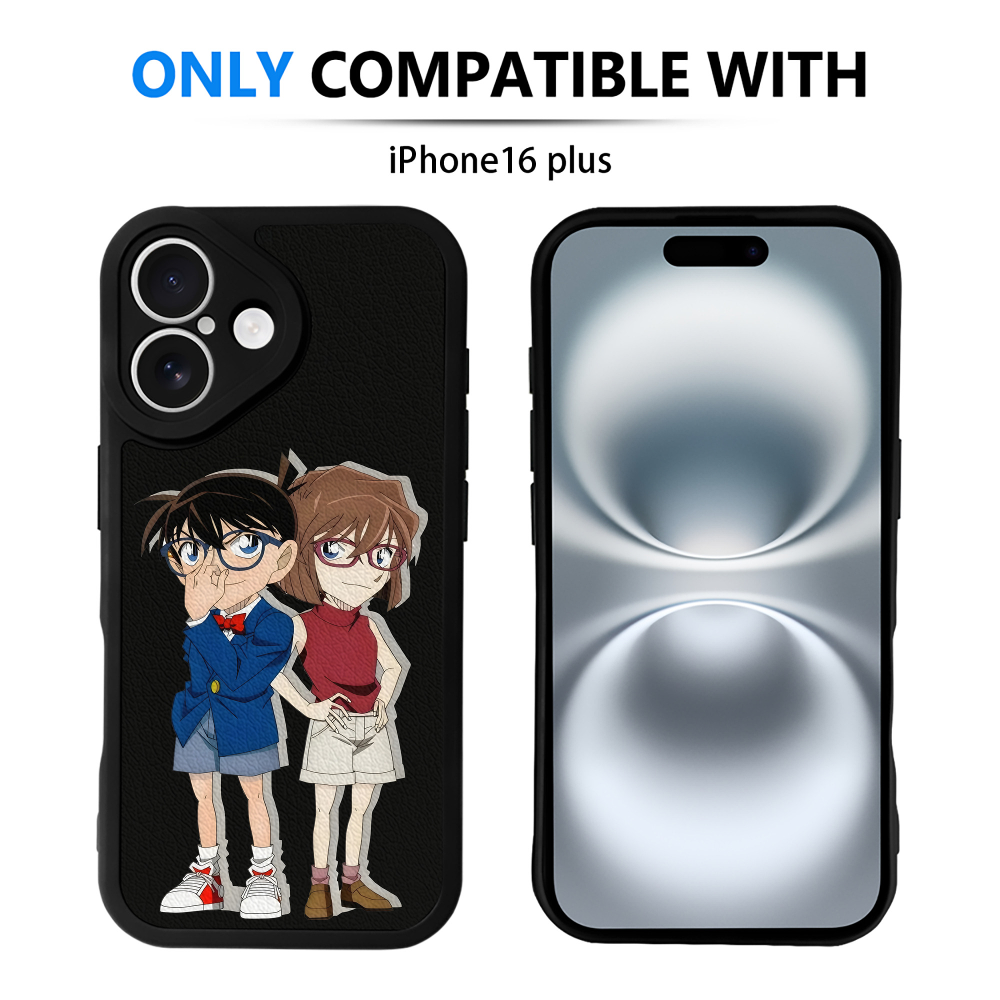 （画像用） 名探偵コナン 灰原 哀 はいばら あい Detective Conan Anita Hailey、Vi Graythorn Haibara Ai 【iPhone 16シリーズ対応】シリコンスマホケース（レザー調） 材質：シリコン